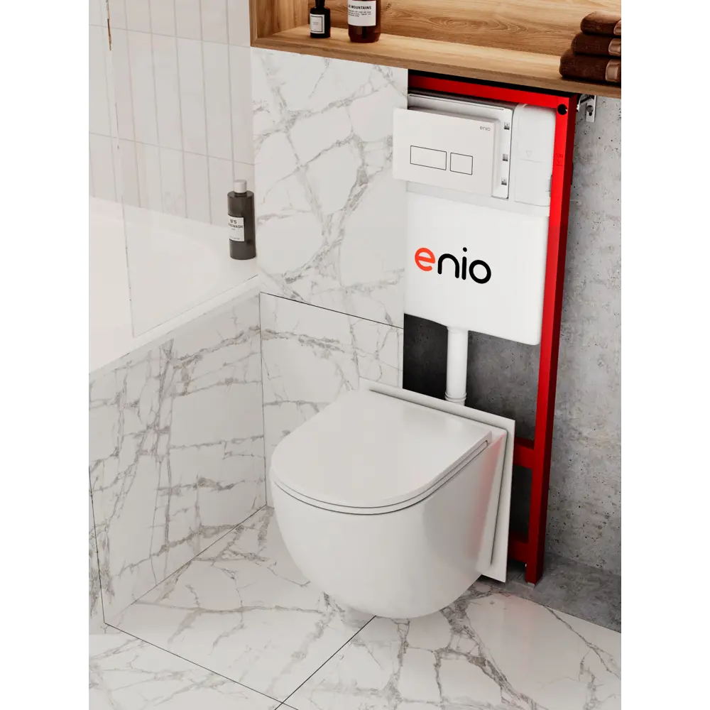 Фото Комплект инсталляция и унитаз 3 в 1: инсталляция Enio Profi EN7050050 унитаз подвесной Enio Unico Tornado и кнопка белая глянцевая Linea Фото Комплект инсталляция и унитаз 3 в 1: инсталляция Enio Profi EN7050050 унитаз подвесной Enio Unico Tornado и кнопка белая глянцевая Linea