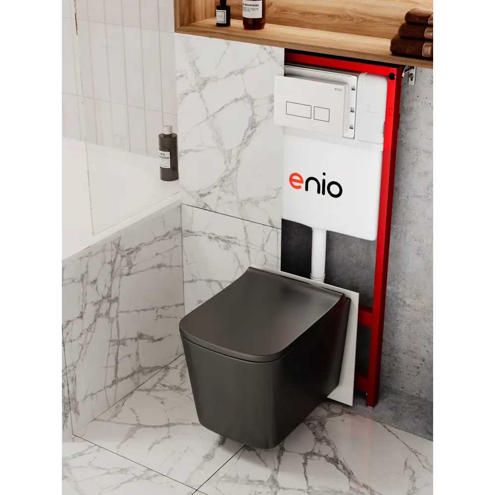 Фото Комплект инсталляция и унитаз 3 в 1: инсталляция Enio Profi EN7050050 унитаз подвесной Enio Binario BL и кнопка белая глянцевая Linea Фото Комплект инсталляция и унитаз 3 в 1: инсталляция Enio Profi EN7050050 унитаз подвесной Enio Binario BL и кнопка белая глянцевая Linea