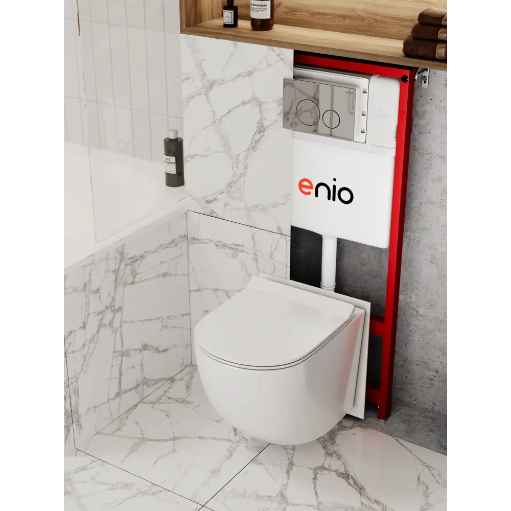 Фото Комплект инсталляция и унитаз 3 в 1: инсталляция Enio Profi EN7050050 унитаз подвесной Enio Indigo и кнопка хром Sfera Фото Комплект инсталляция и унитаз 3 в 1: инсталляция Enio Profi EN7050050 унитаз подвесной Enio Indigo и кнопка хром Sfera