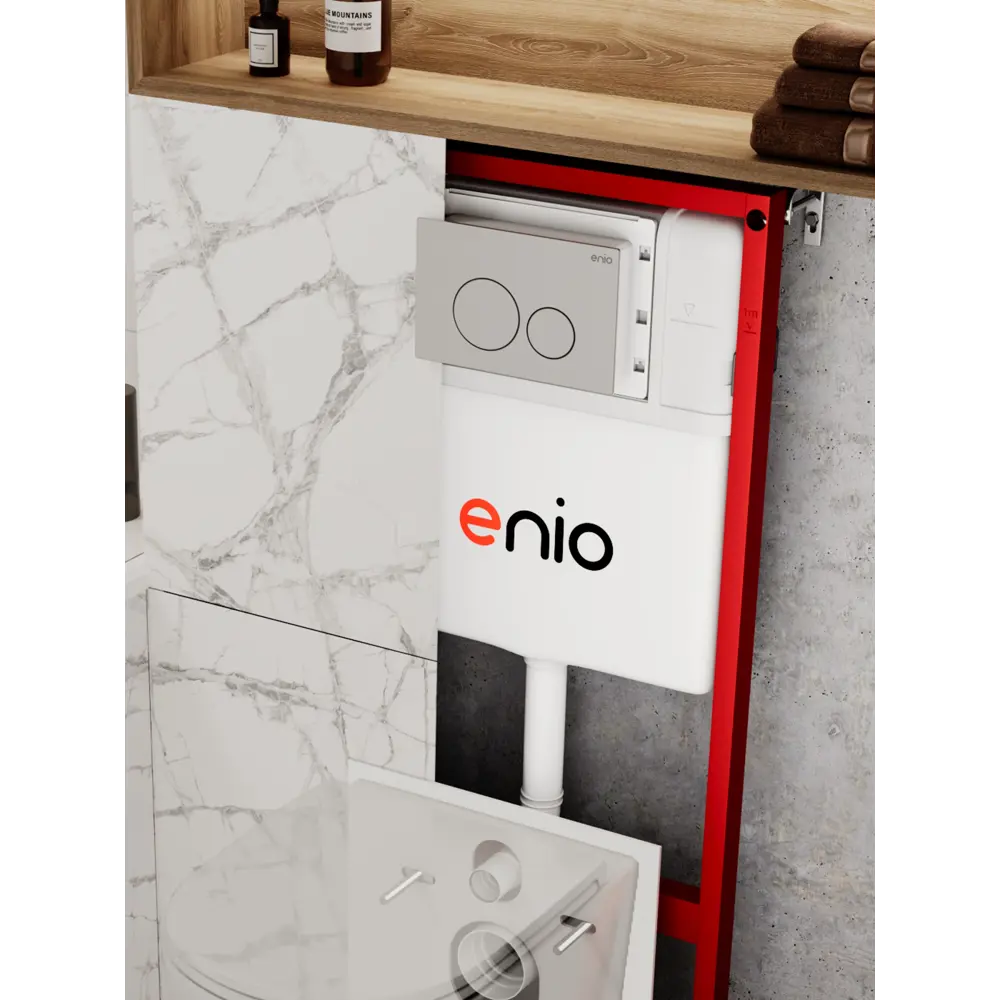 Фото 18 Комплект инсталляция и унитаз 3 в 1: инсталляция Enio Profi EN7050050 унитаз подвесной Enio Pulito и кнопка хром матовый Sfera