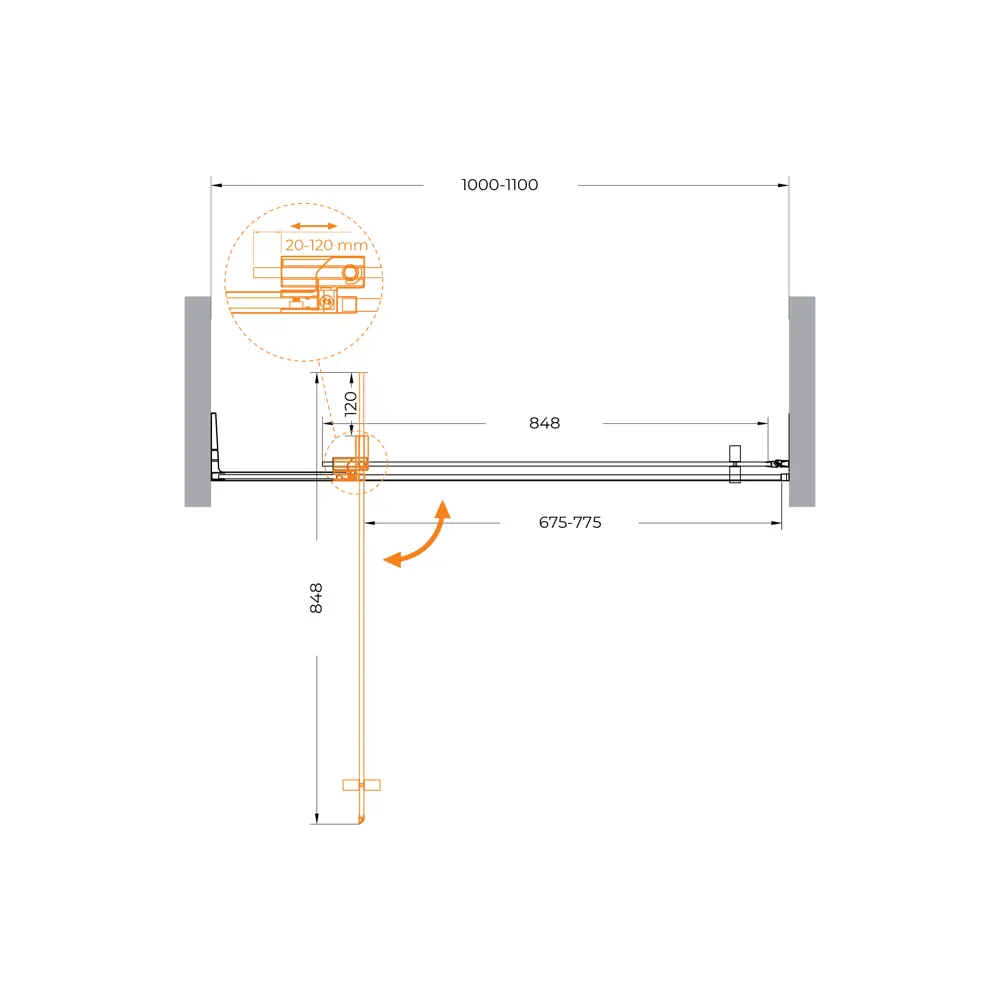 Фото 3 Душевая дверь Cezares Slider-B-1-100/110-C-BORO 100см эффект стекла прозрачный распашной Фото 3 Душевая дверь Cezares Slider-B-1-100/110-C-BORO 100см эффект стекла прозрачный распашной