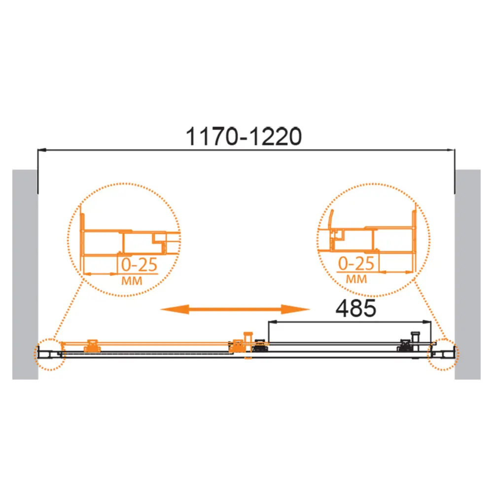 Фото 5 Душевая дверь Cezares Molveno-BF-1-120-C-GM-IV 120см эффект стекла прозрачный раздвижной Фото 5 Душевая дверь Cezares Molveno-BF-1-120-C-GM-IV 120см эффект стекла прозрачный раздвижной