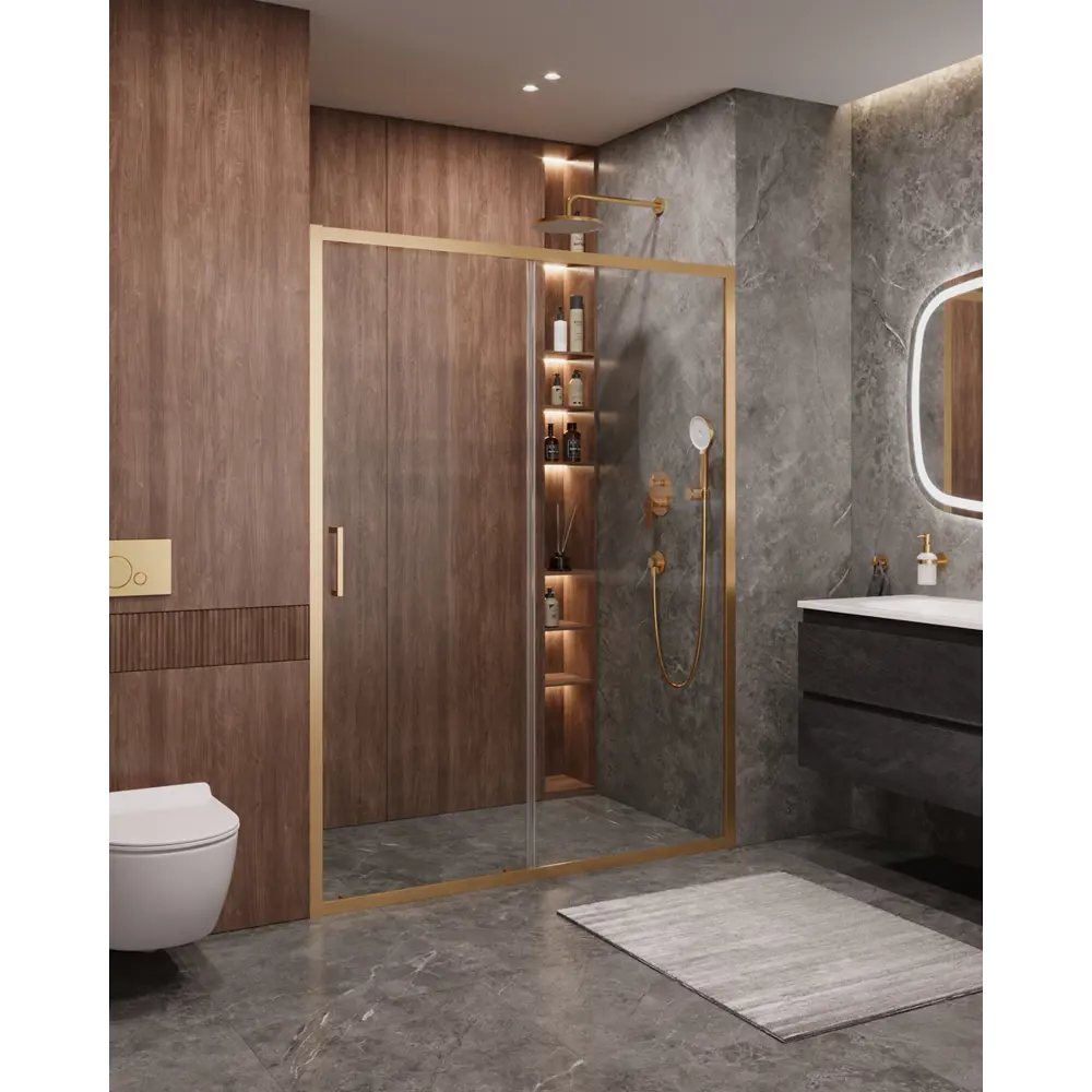 Фото Душевая дверь Cezares Molveno-BF-1-160-C-BORO-IV 160см эффект стекла прозрачный раздвижной Фото Душевая дверь Cezares Molveno-BF-1-160-C-BORO-IV 160см эффект стекла прозрачный раздвижной