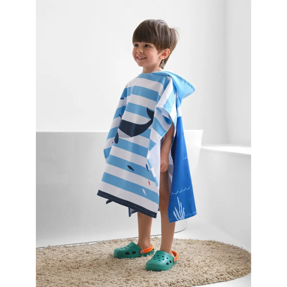 Фото 3 Полотенце-пончо Крошка Я Кит 60x120 см детское махровое Фото 3 Полотенце-пончо Крошка Я Кит 60x120 см детское махровое