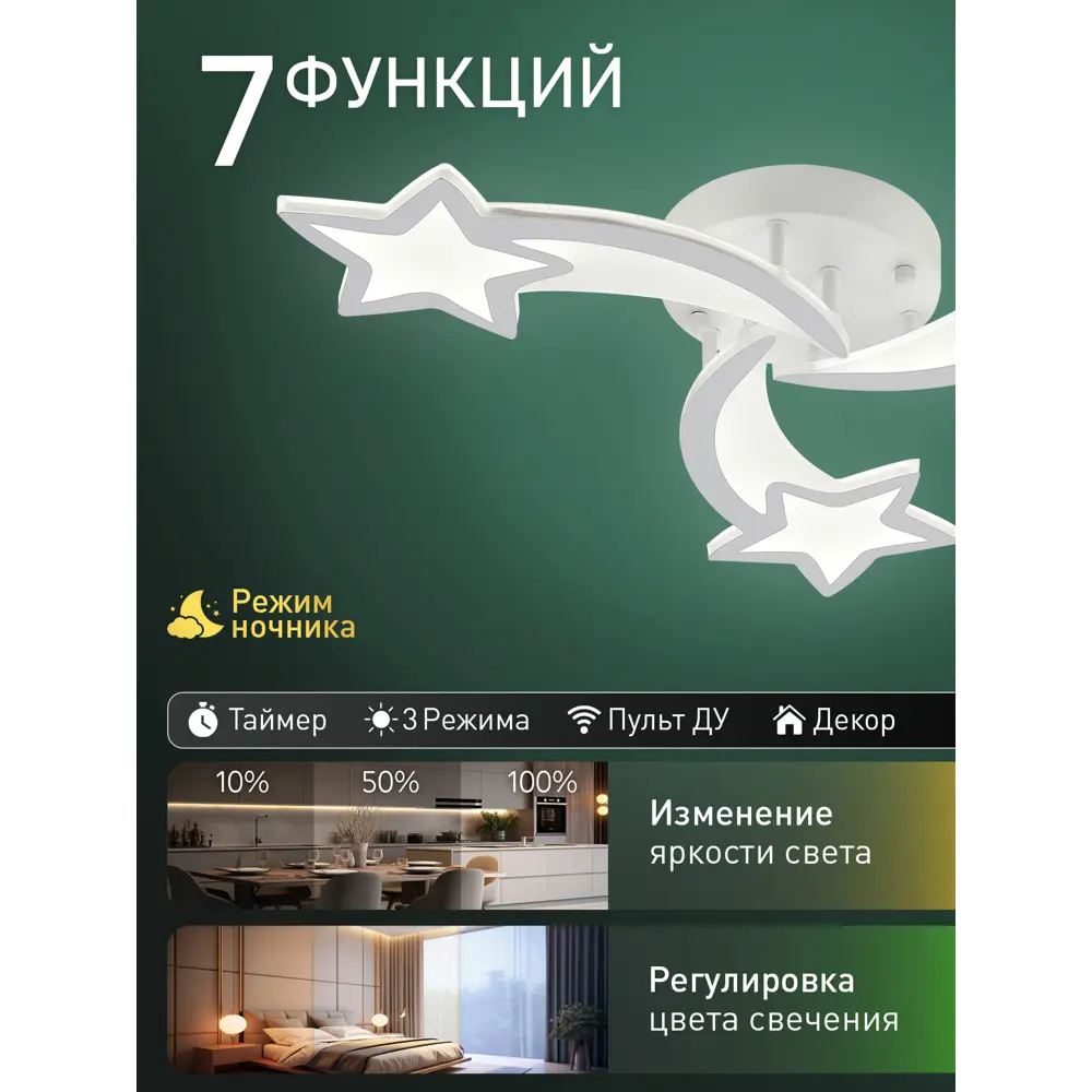 Фото 2 Люстра потолочная светодиодная Natali kovaltseva Led lamps 81402 с пультом управления 15 м² регулируемый белый свет цвет белый Фото 2 Люстра потолочная светодиодная Natali kovaltseva Led lamps 81402 с пультом управления 15 м² регулируемый белый свет цвет белый