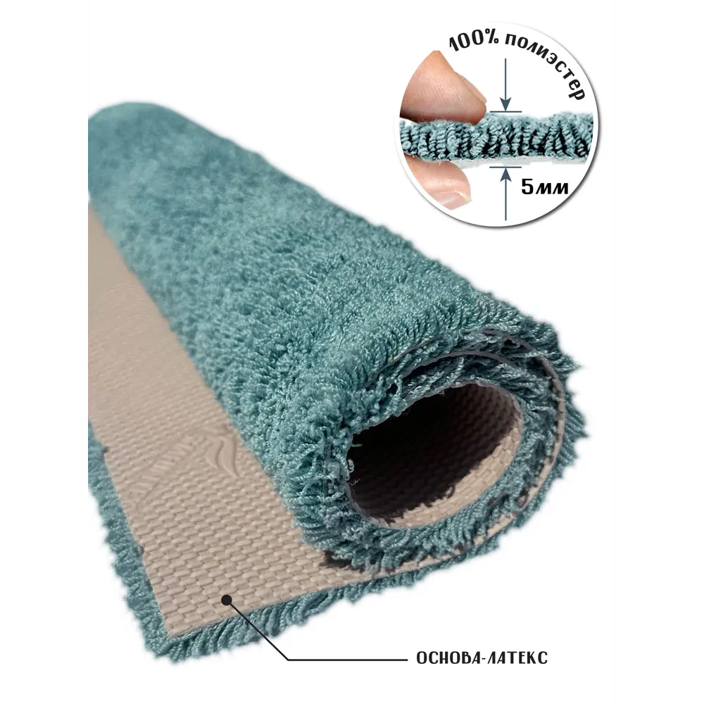 Фото 4 Коврик SHAHINTEX НАНОХЛОПОК 858156 80x120 цвет аквамариновый