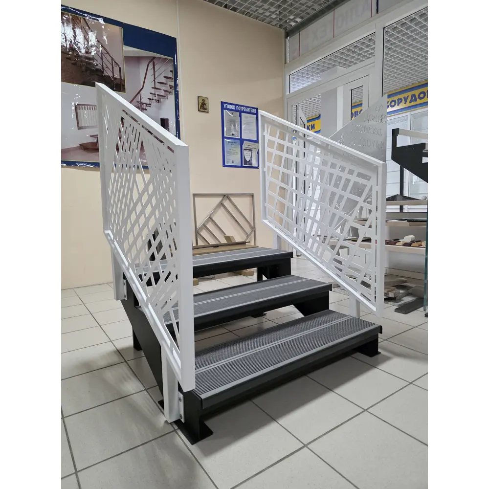 Фото Ограждения Мастермарш Лазерная резка 105см цвет белый Фото Ограждения Мастермарш Лазерная резка 105см цвет белый