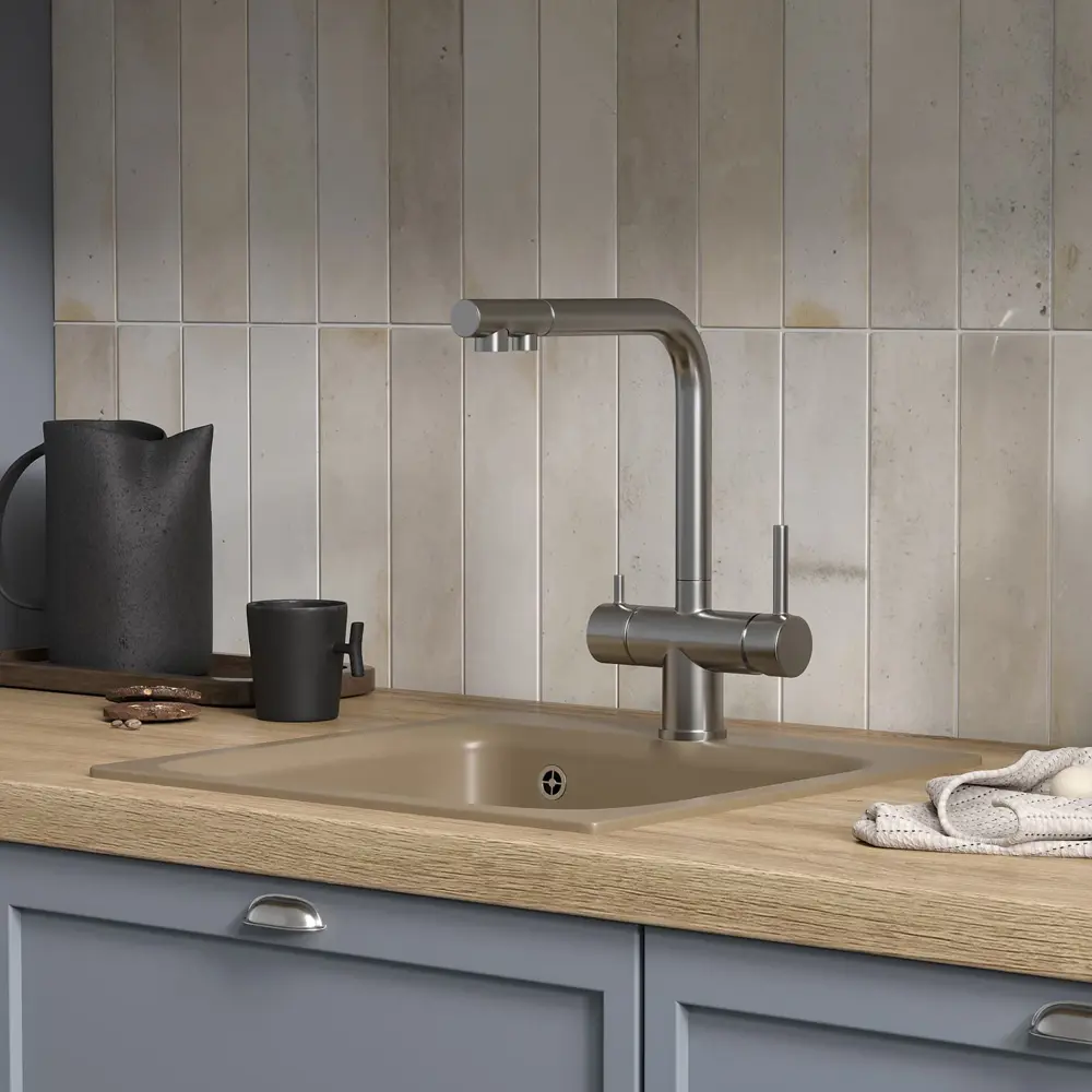 Фото 4 Мойка для кухни врезная Reflexion Base RX0743SD песочный 43х43 см Фото 4 Мойка для кухни врезная Reflexion Base RX0743SD песочный 43х43 см