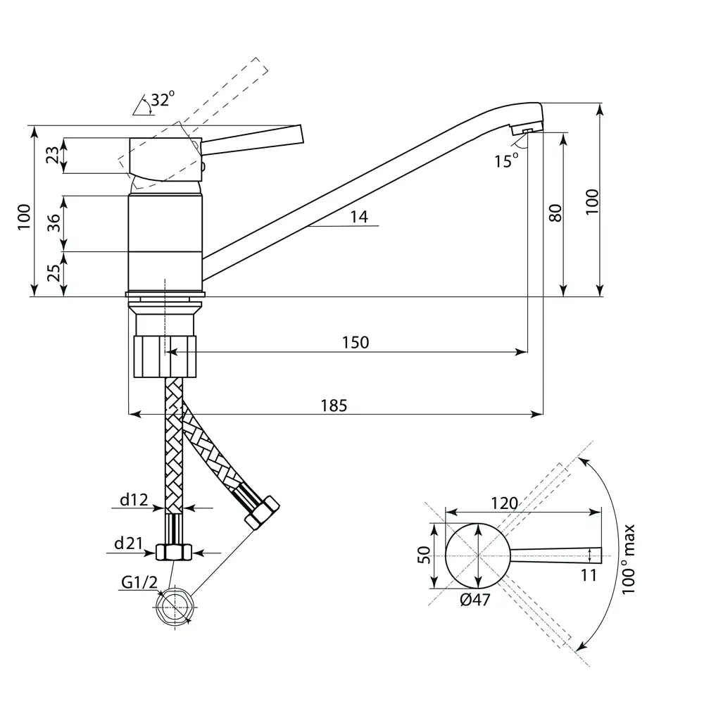 Фото 3 Однорычажный смеситель Славен Сл-од-д20 10.5 см цвет хром Фото 3 Однорычажный смеситель Славен Сл-од-д20 10.5 см цвет хром