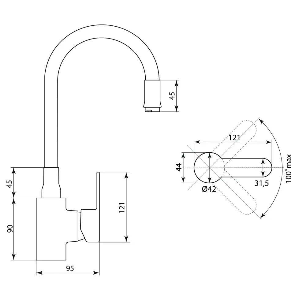 Фото 3 Однорычажный смеситель Славен Сл-цв-ф26 излив 27 см цвет белый