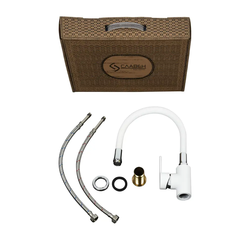 Фото 8 Однорычажный смеситель Славен Сл-цв-ф26 излив 27 см цвет белый