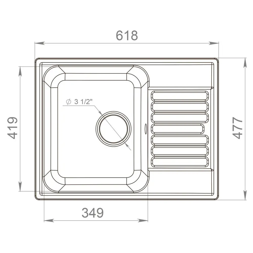 Фото 7 Мойка для кухни врезная Reflexion Prima RF0460BL черный 62х48см