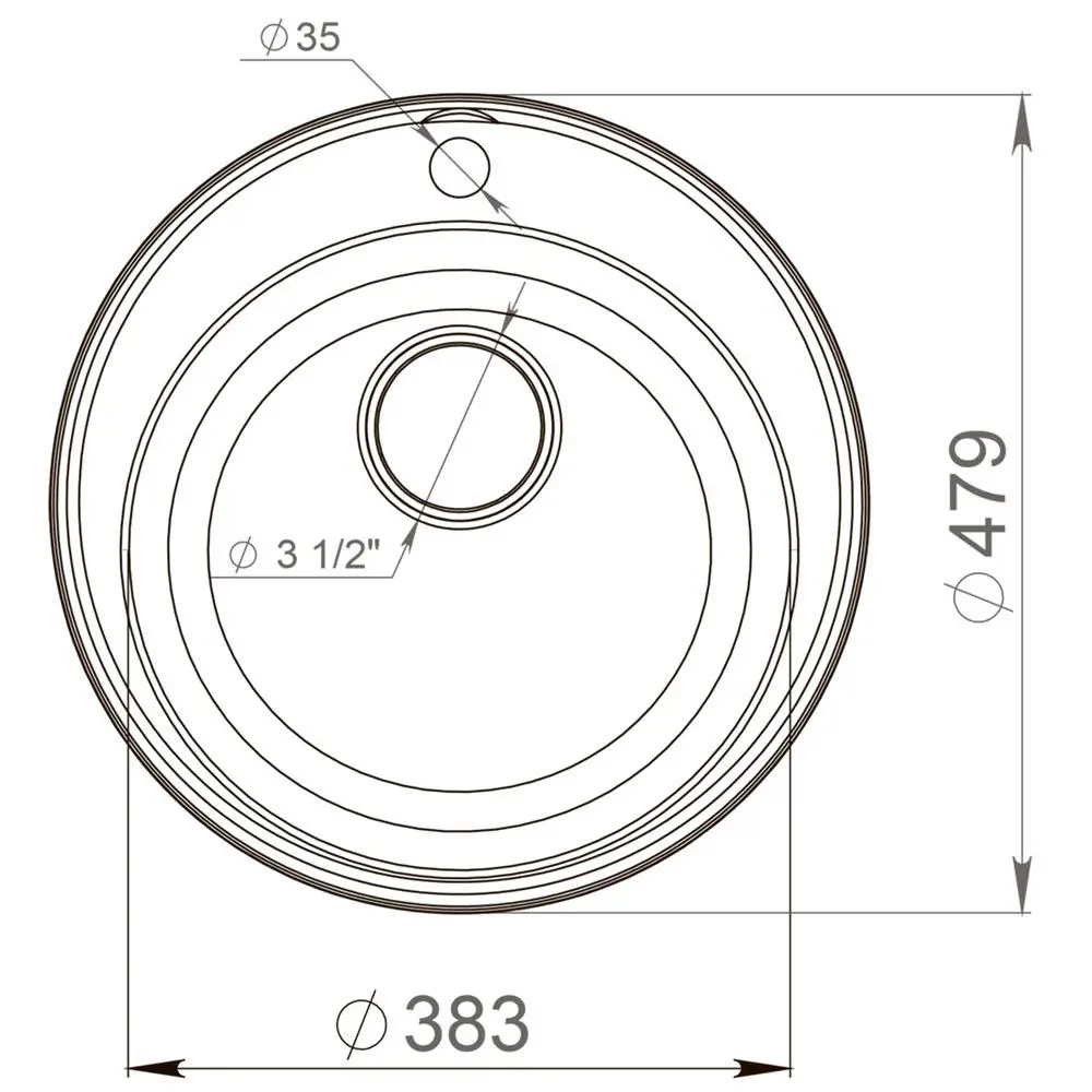 Фото 7 Мойка для кухни врезная Reflexion Arena RF0148BL черный диаметр 48 см