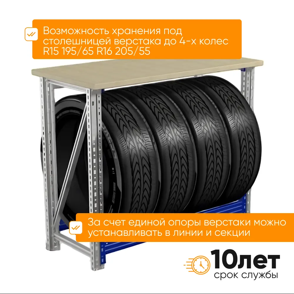 Фото 2 Верстак Ironmebel Крепыш 100x50x86 см к-т № 1