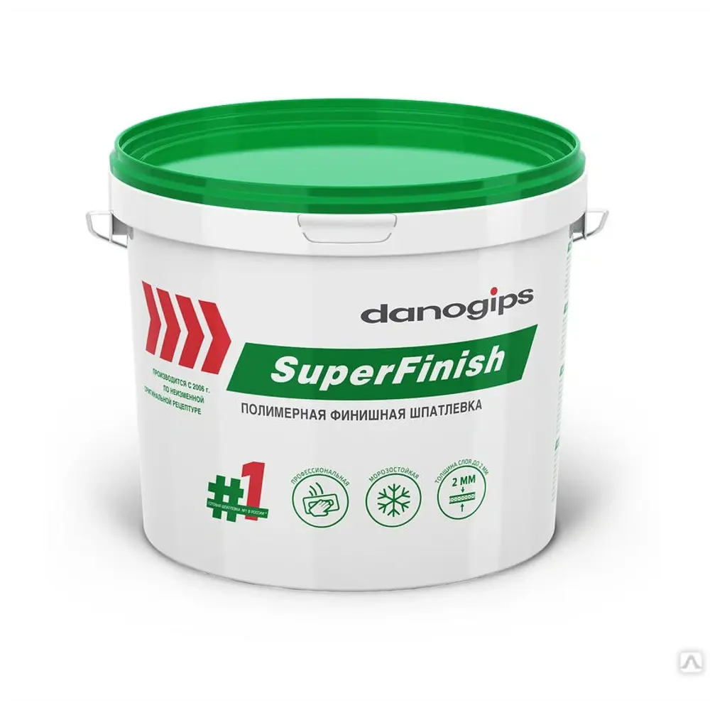 Фото Шпатлевка полимерная финишная Danogips SuperFinish белый 5кг Фото Шпатлевка полимерная финишная Danogips SuperFinish белый 5кг