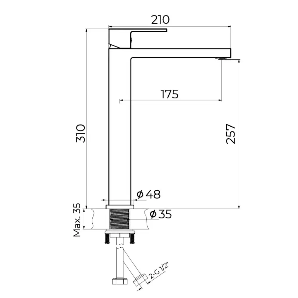 Фото 2 Смеситель для раковины Knotlor KN-24-RBP-LM однорычажный цвет бронза