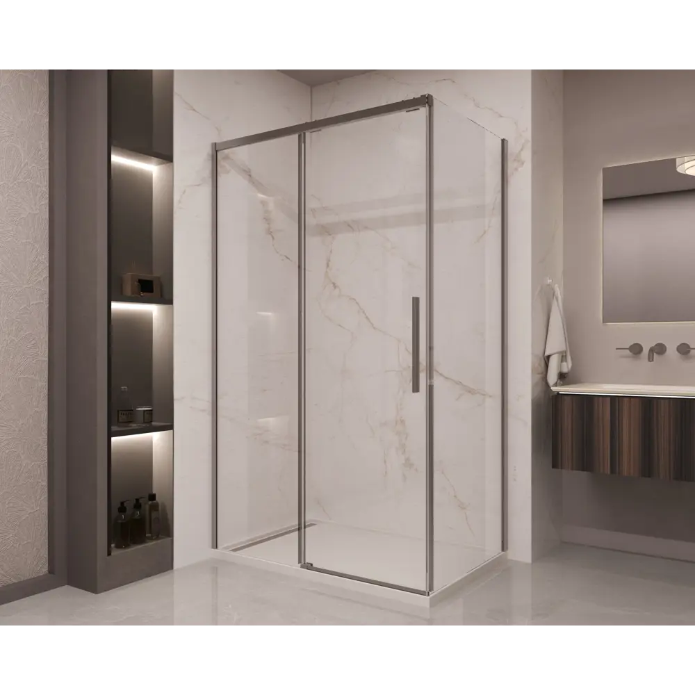 Фото 2 Душевой уголок Vincea Stella VSR-1ST прямоугольник 150x100см серый профиль эффект стекла прозрачный