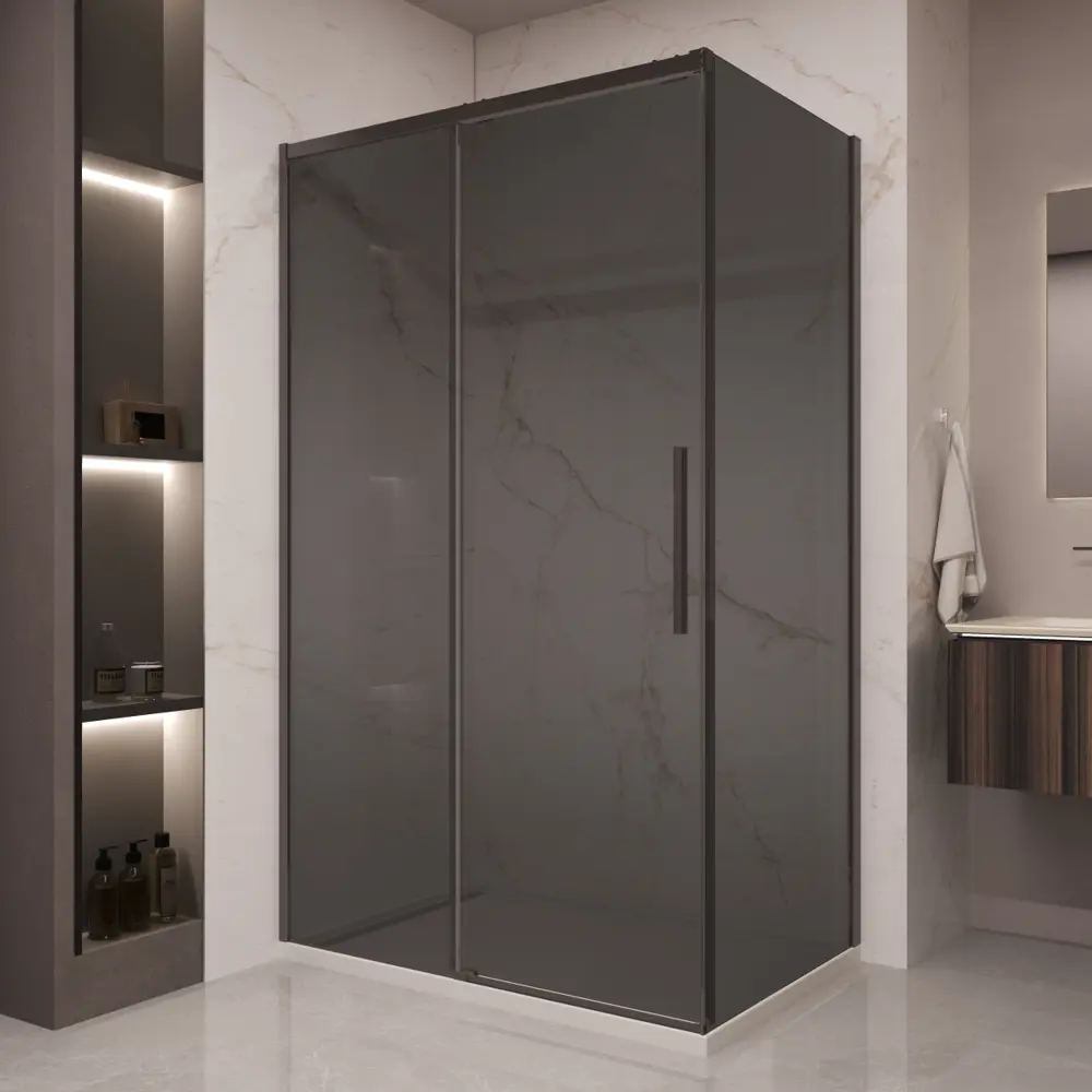 Фото Душевой уголок Vincea Stella VSR-1ST прямоугольник 120x90см черный профиль эффект стекла тонированный Фото Душевой уголок Vincea Stella VSR-1ST прямоугольник 120x90см черный профиль эффект стекла тонированный