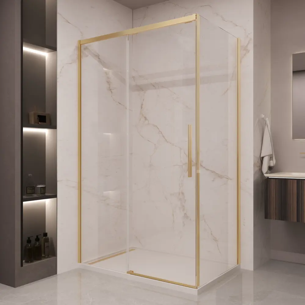 Фото Душевой уголок Vincea Stella VSR-1ST прямоугольник 160x90см золото профиль эффект стекла прозрачный Фото Душевой уголок Vincea Stella VSR-1ST прямоугольник 160x90см золото профиль эффект стекла прозрачный