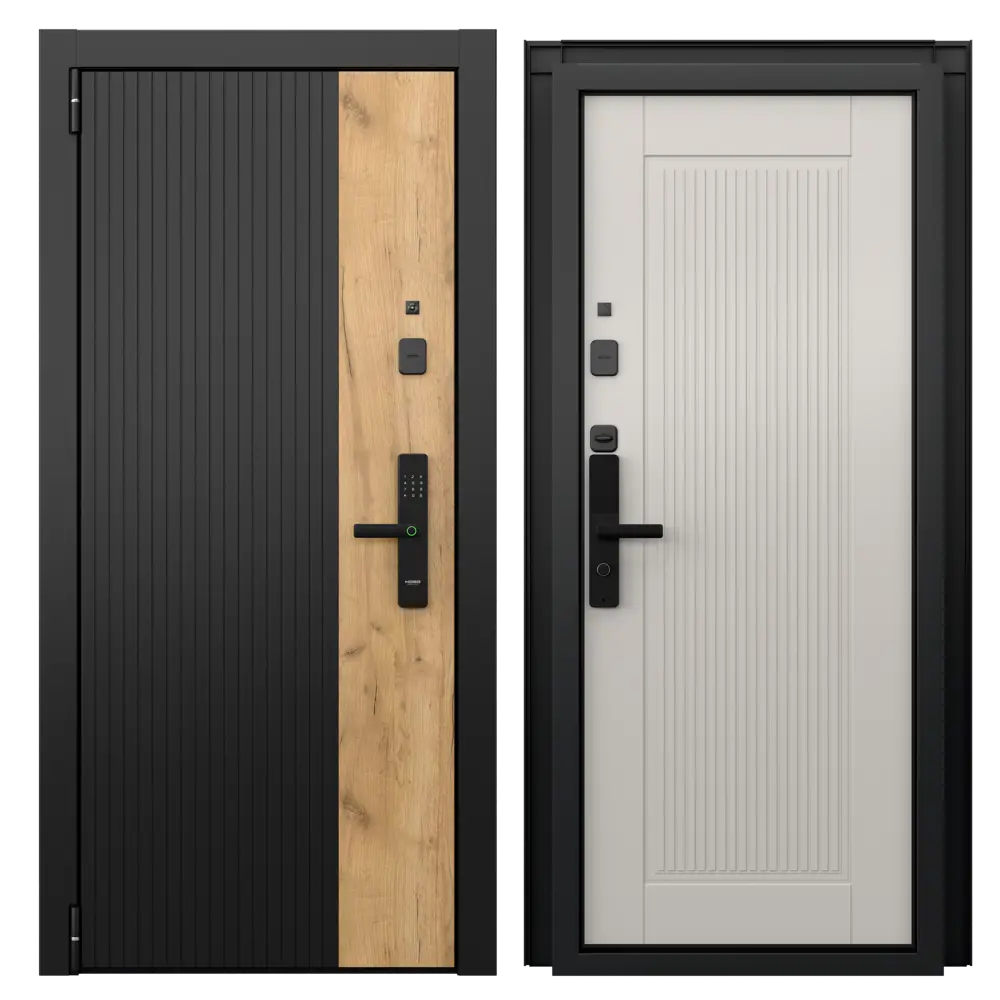 Фото Входная дверь Torex Белла-1 левый 205x95см цвет черная шагрень/айвори