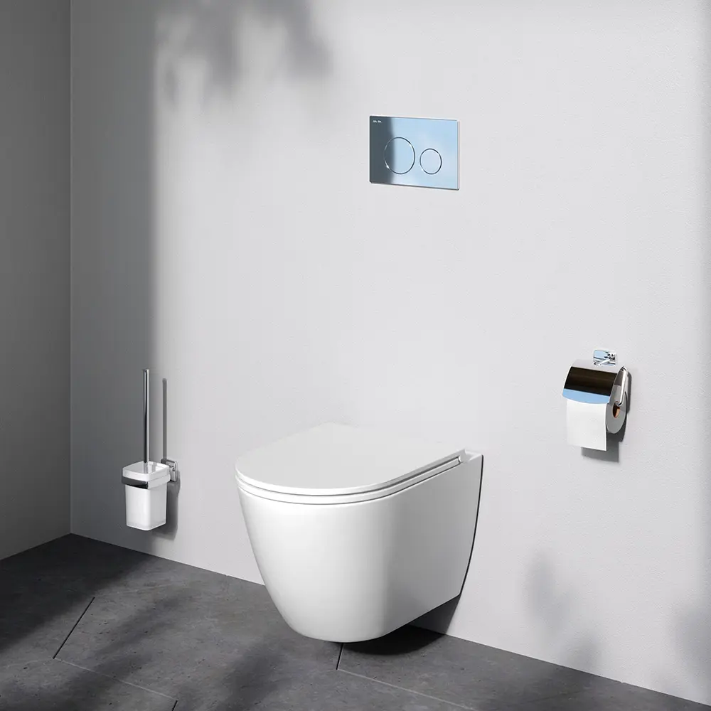 Фото 12 Комплект инсталляция с унитазом AM.PM Struktura FlashClean IS70151.9S1700, безободковый, с микролифтом, клавиша Pro цвет хром