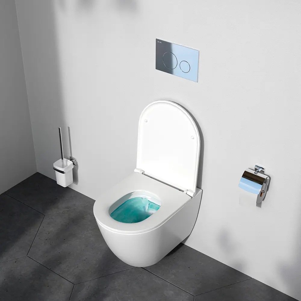 Фото 8 Комплект инсталляция с унитазом AM.PM Struktura FlashClean IS70151.9S1700, безободковый, с микролифтом, клавиша Pro цвет хром