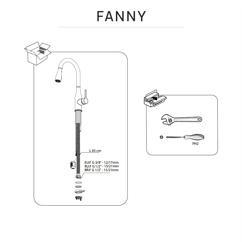 Фото 11 Смеситель кухонный Fanny общая высота 40.0 см цвет черный матовый Фото 11 Смеситель кухонный Fanny общая высота 40.0 см цвет черный матовый