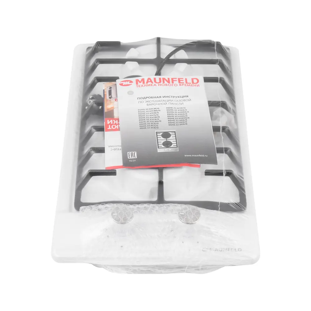 Фото 17 Газовая варочная панель Maunfeld EGHE.32.63CW/G 32 см 2 конфорки цвет белый