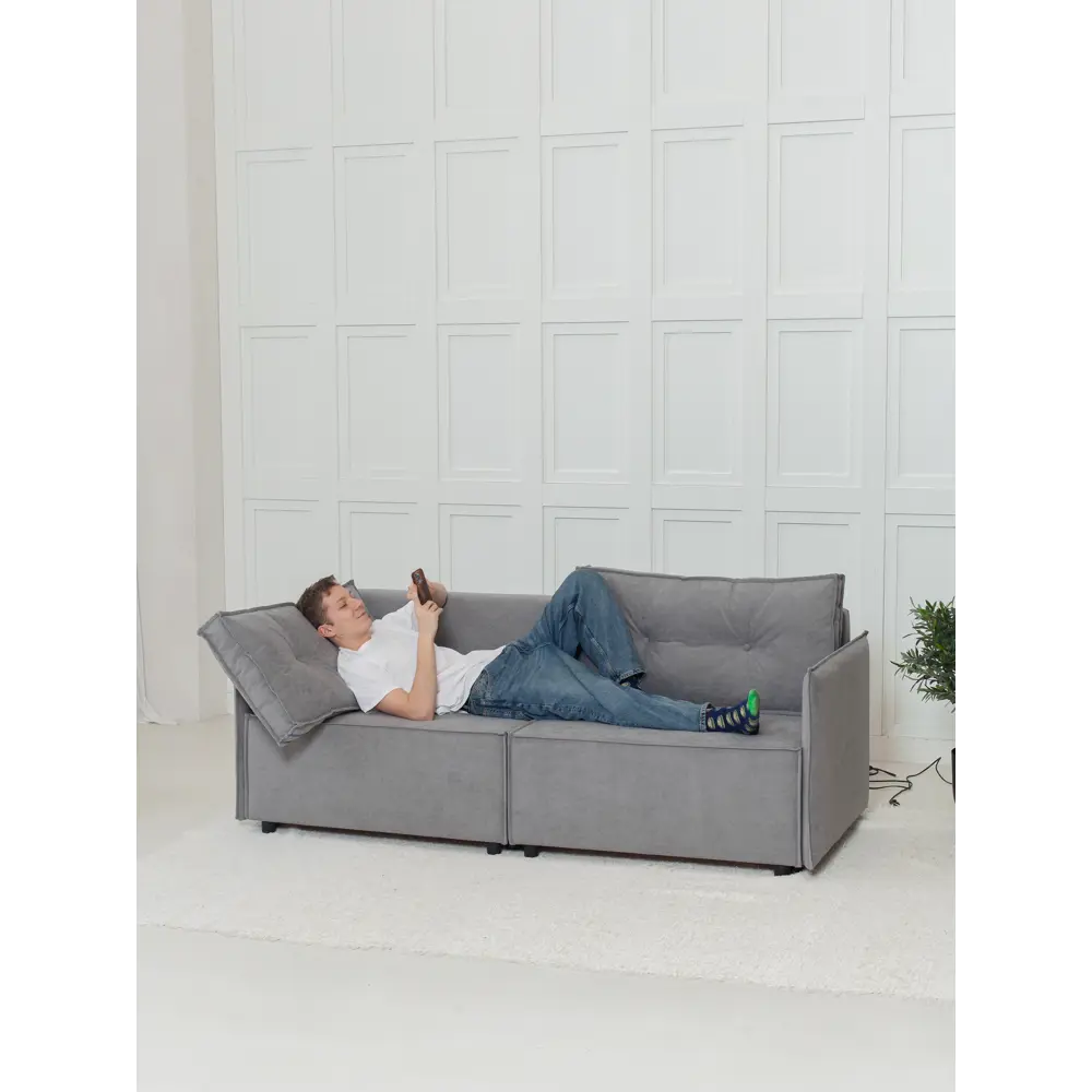 Фото Диван раскладной Cityhd Цюрих Слим 200x90x80 см велюр цвет серый Фото Диван раскладной Cityhd Цюрих Слим 200x90x80 см велюр цвет серый