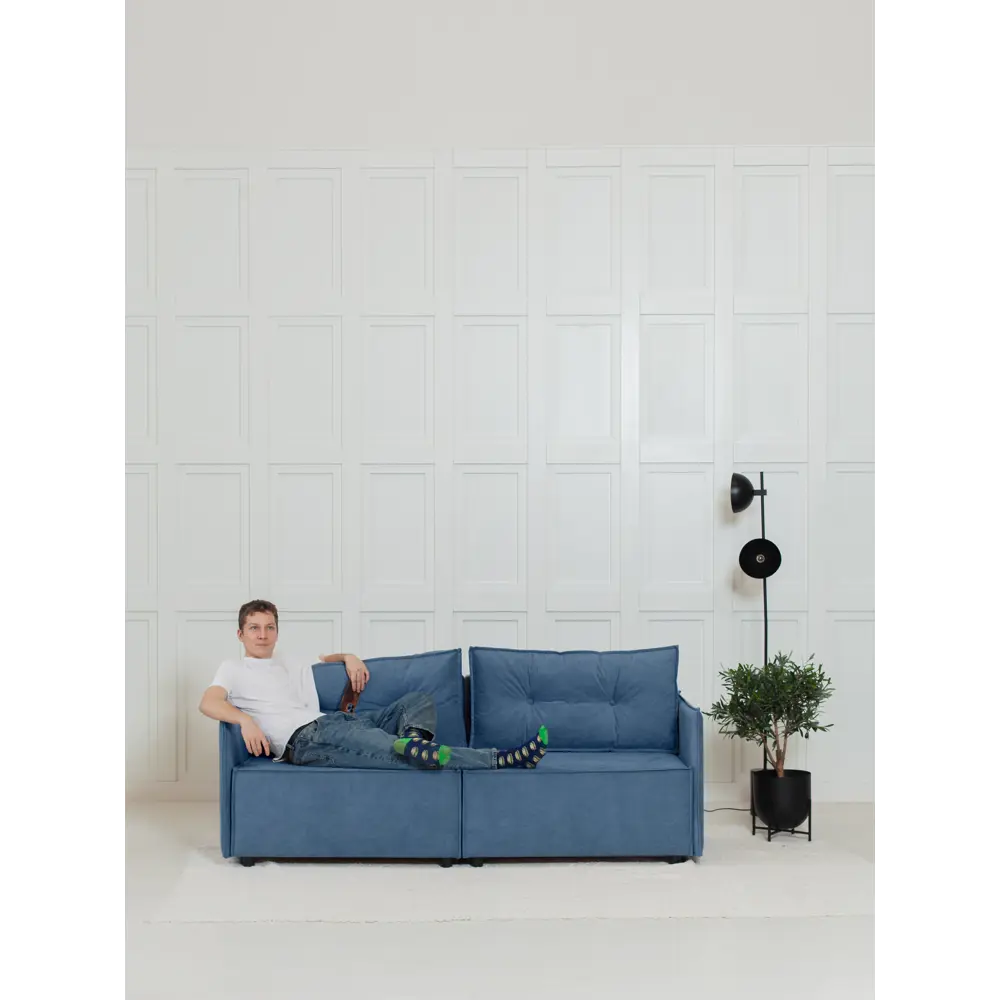 Фото Диван раскладной Cityhd Цюрих Слим 200x90x80 см велюр цвет синий Фото Диван раскладной Cityhd Цюрих Слим 200x90x80 см велюр цвет синий