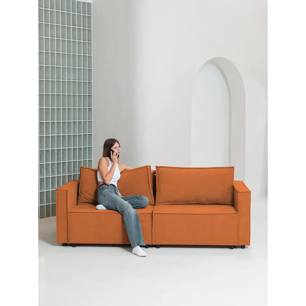 Фото Диван раскладной Cityhd Парма Про 212x90x80 см велюр цвет оранжевый