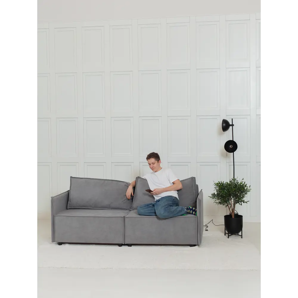 Фото Диван раскладной Cityhd Парма Слим 200x90x80 см велюр цвет серый Фото Диван раскладной Cityhd Парма Слим 200x90x80 см велюр цвет серый