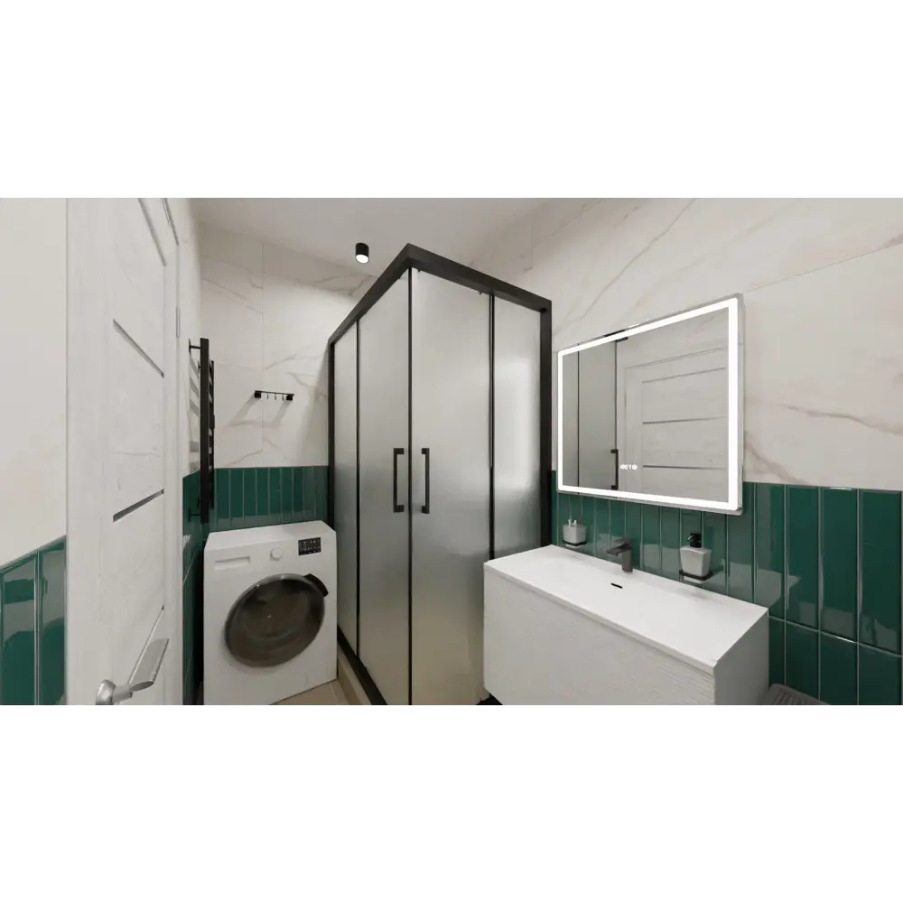 Фото 6 Душевой уголок Март Квадро Black прямоугольный 120x80 см черный профиль матовое стекло раздвижной Фото 6 Душевой уголок Март Квадро Black прямоугольный 120x80 см черный профиль матовое стекло раздвижной