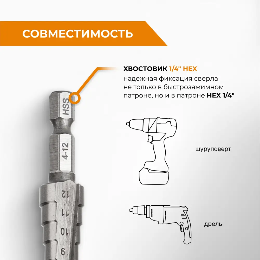 Фото 6 Сверло ступенчатое по металлу Rage 554001 4-12x73 мм Фото 6 Сверло ступенчатое по металлу Rage 554001 4-12x73 мм