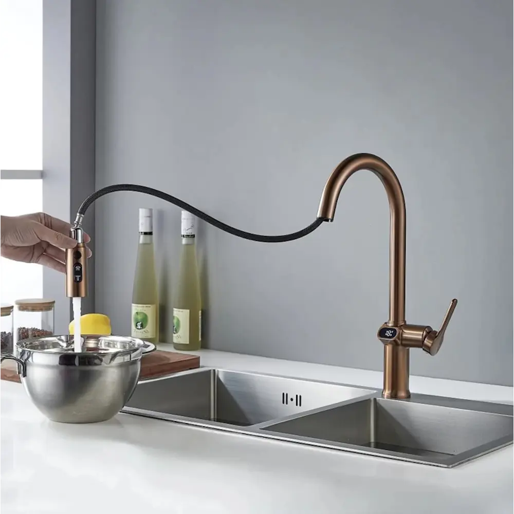 Фото 16 Смеситель для кухни Knotlor KN-100-RB-LM 23.5 см выдвижной излив цвет бронза