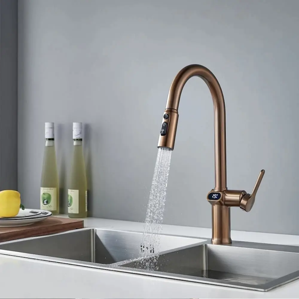 Фото 14 Смеситель для кухни Knotlor KN-100-RB-LM 23.5 см выдвижной излив цвет бронза