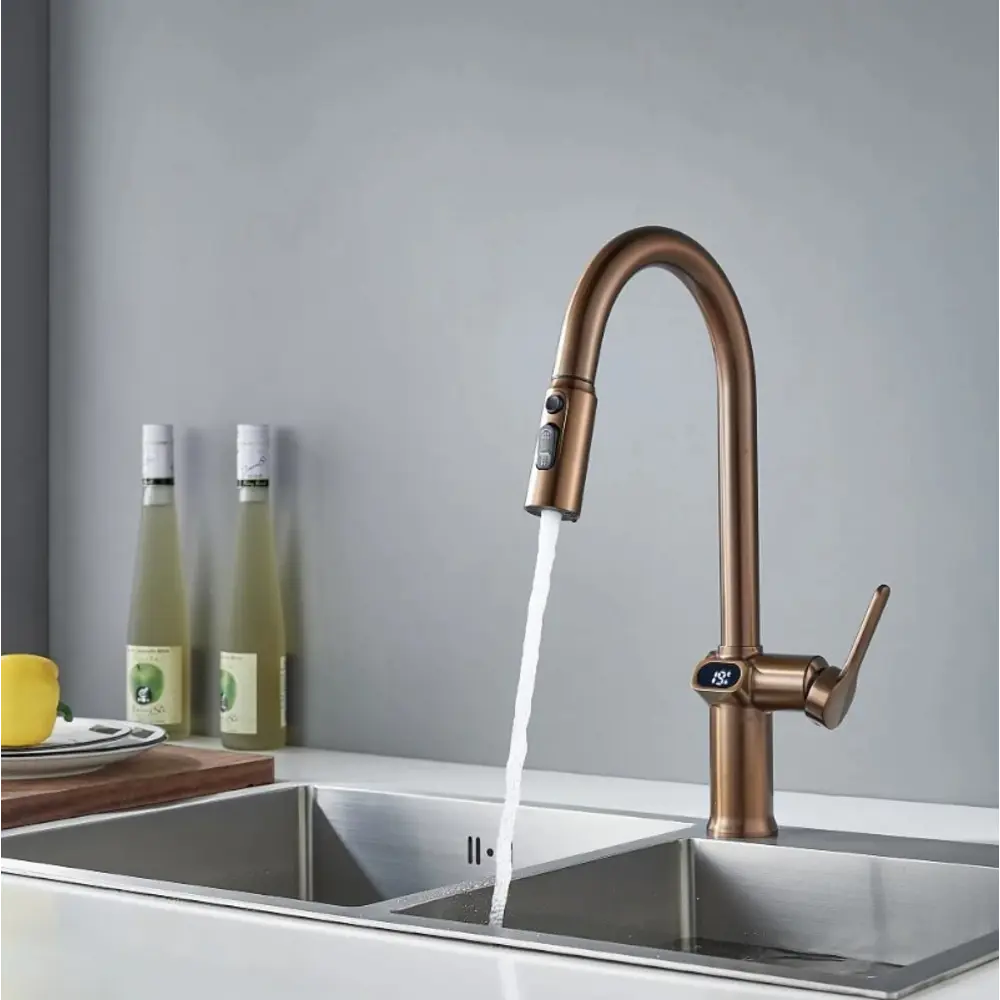 Фото 17 Смеситель для кухни Knotlor KN-100-RB-LM 23.5 см выдвижной излив цвет бронза