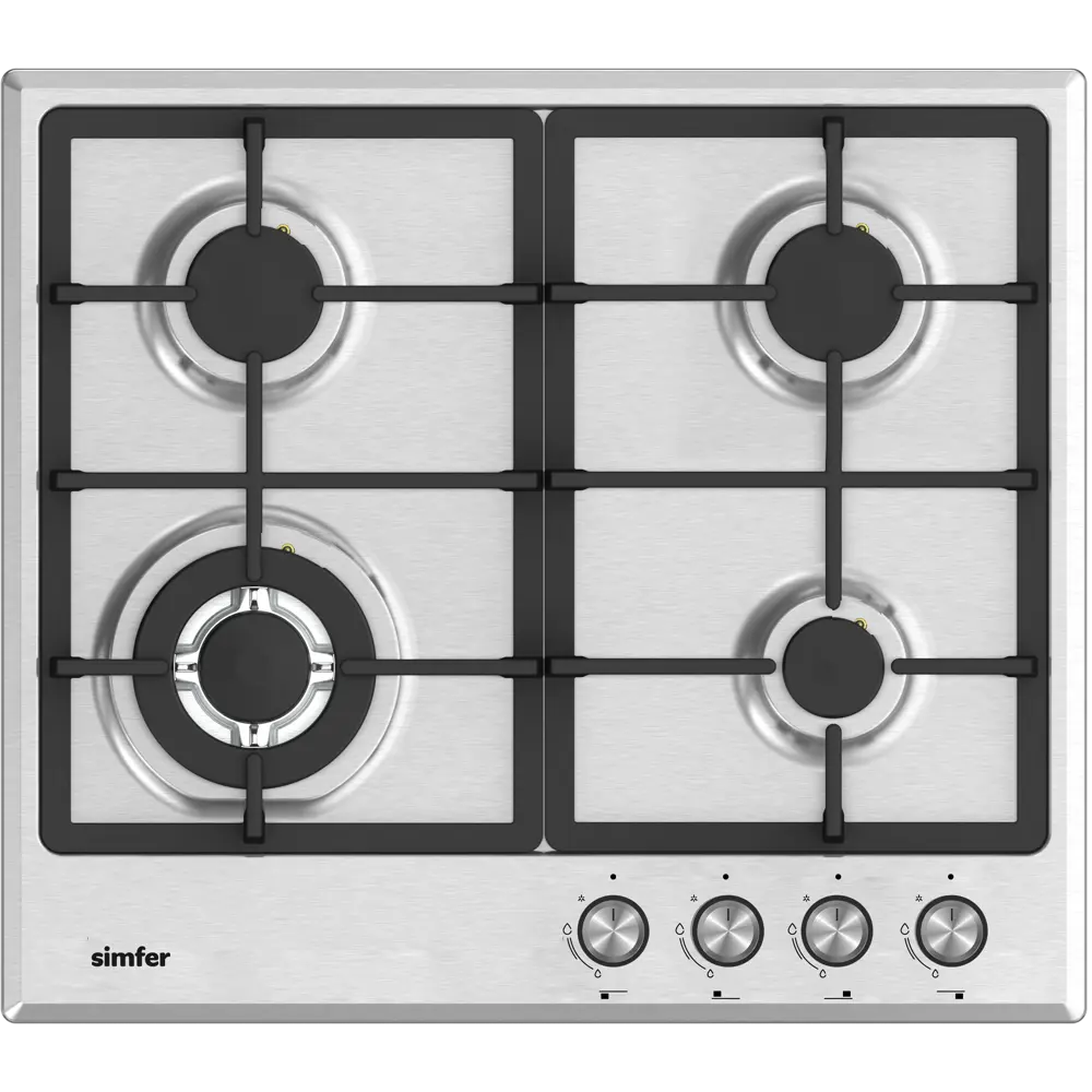 Фото Газовая варочная панель Simfer H60V41M525 60 см 4 конфорки цвет серый / серебристый Фото Газовая варочная панель Simfer H60V41M525 60 см 4 конфорки цвет серый / серебристый