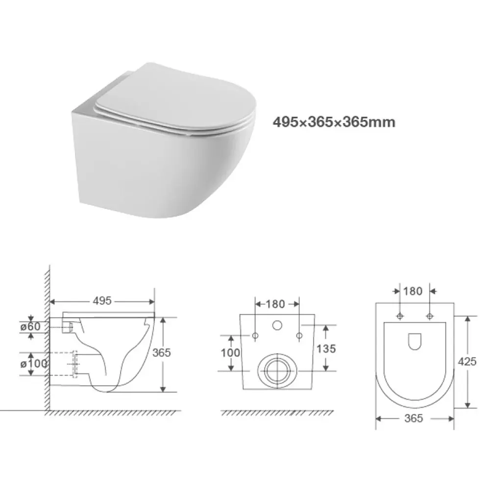 Фото 9 Унитаз подвесной AVS Сити безободковый с сиденьем микролифт белый