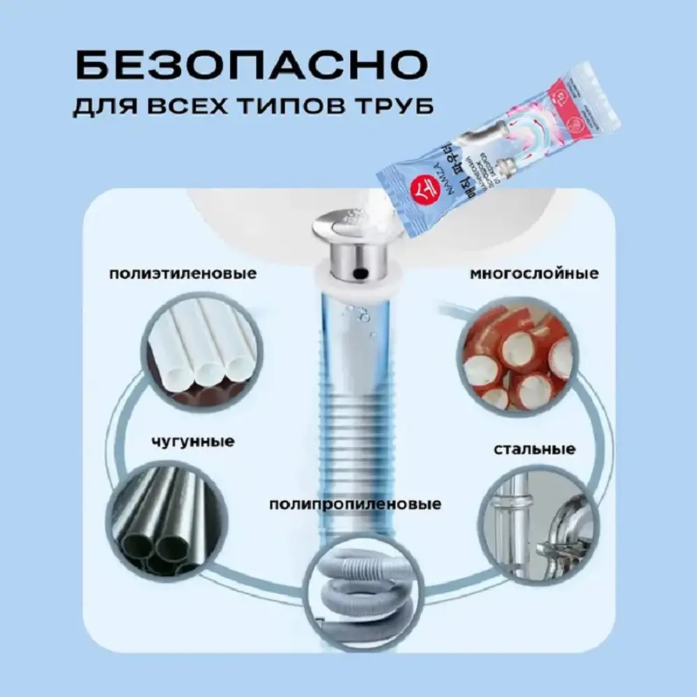 Фото 6 Порошок для устранения засоров Namza 120г 16шт Фото 6 Порошок для устранения засоров Namza 120г 16шт