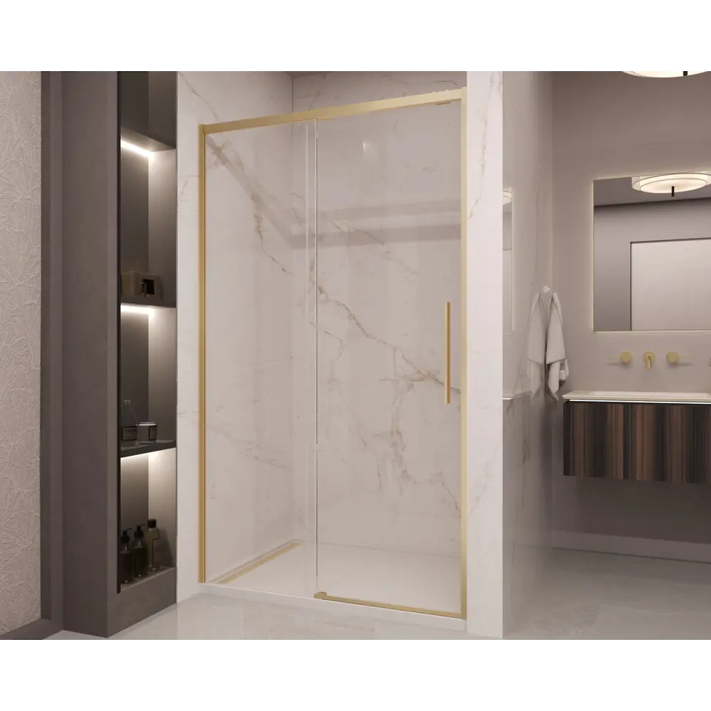 Фото 2 Душевая дверь Vincea Stella VDS-1ST150CLG 150 профиль брашированное золото стекло прозрачное Фото 2 Душевая дверь Vincea Stella VDS-1ST150CLG 150 профиль брашированное золото стекло прозрачное