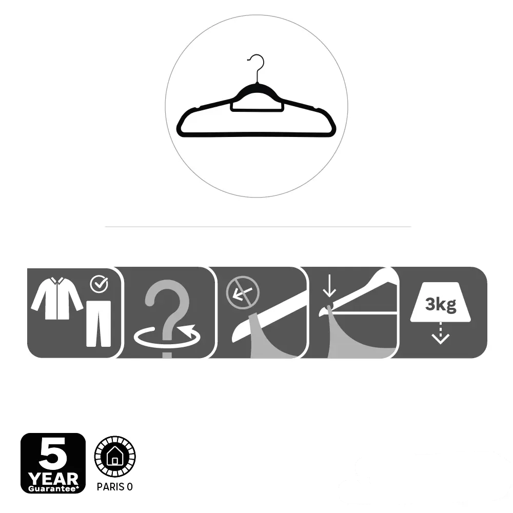 Фото 7 Плечики Spaceo 45 см пластик с флоковым покрытием цвет чёрный 4 шт Фото 7 Плечики Spaceo 45 см пластик с флоковым покрытием цвет чёрный 4 шт