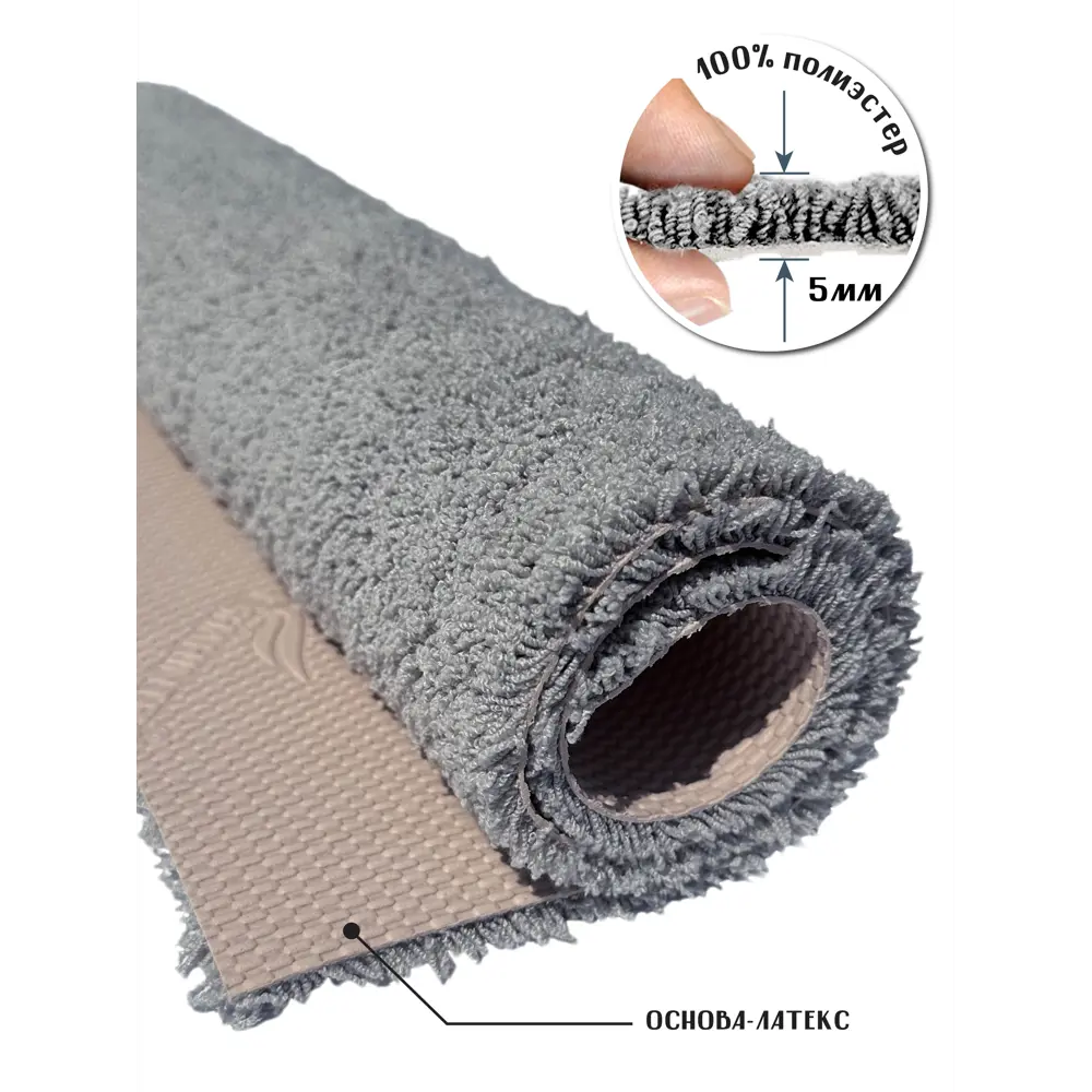 Фото 3 Коврик SHAHINTEX НАНОХЛОПОК 858071 50x80 цвет пепельный Фото 3 Коврик SHAHINTEX НАНОХЛОПОК 858071 50x80 цвет пепельный