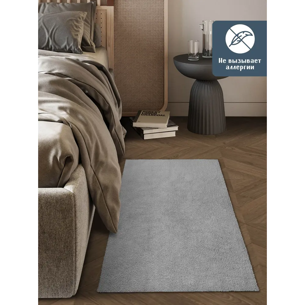 Фото 4 Коврик SHAHINTEX НАНОХЛОПОК 858132 60x100 цвет пепельный