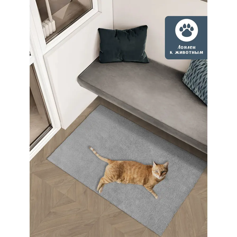 Фото 5 Коврик SHAHINTEX НАНОХЛОПОК 858132 60x100 цвет пепельный