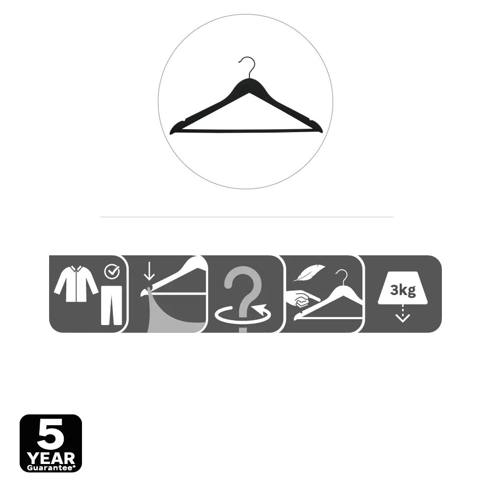 Фото 6 Плечики для одежды KONSENSA 44.5 см дерево цвет черный 4 шт.