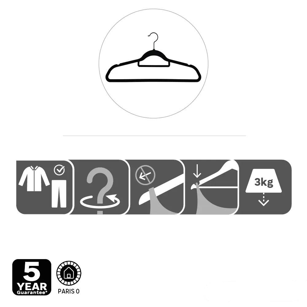 Фото 5 Плечики для одежды KONSENSA 45 см пластик цвет черный Фото 5 Плечики для одежды KONSENSA 45 см пластик цвет черный