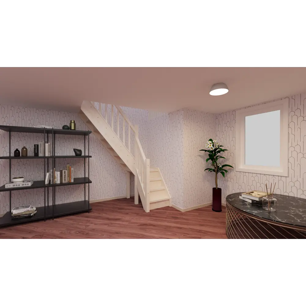 Фото 2 Межэтажная лестница Stairshop ЛЕС-ГЛУ13-П с площадкой поворот налево Фото 2 Межэтажная лестница Stairshop ЛЕС-ГЛУ13-П с площадкой поворот налево