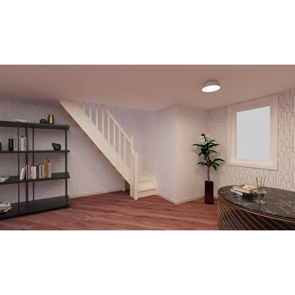 Фото 2 Межэтажная лестница Stairshop ЛЕС-ГЛУ11-П с площадкой поворот налево Фото 2 Межэтажная лестница Stairshop ЛЕС-ГЛУ11-П с площадкой поворот налево