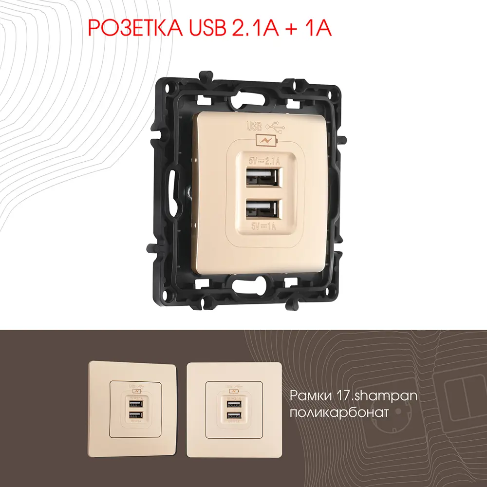 Фото Розетка USB встраиваемая Arte milano 217.46-1.shampan цвет шампань Фото Розетка USB встраиваемая Arte milano 217.46-1.shampan цвет шампань